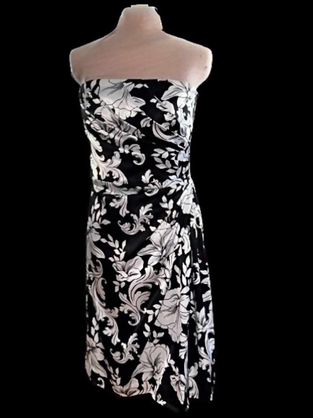 White House/Black Market strapless ruched floral dress Wmns Sz 8